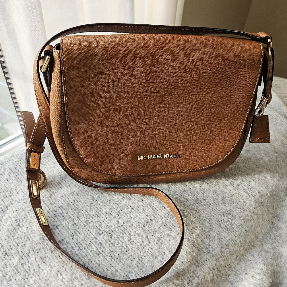 Michael Kors Cognac Crossgrain Crossbody Bag